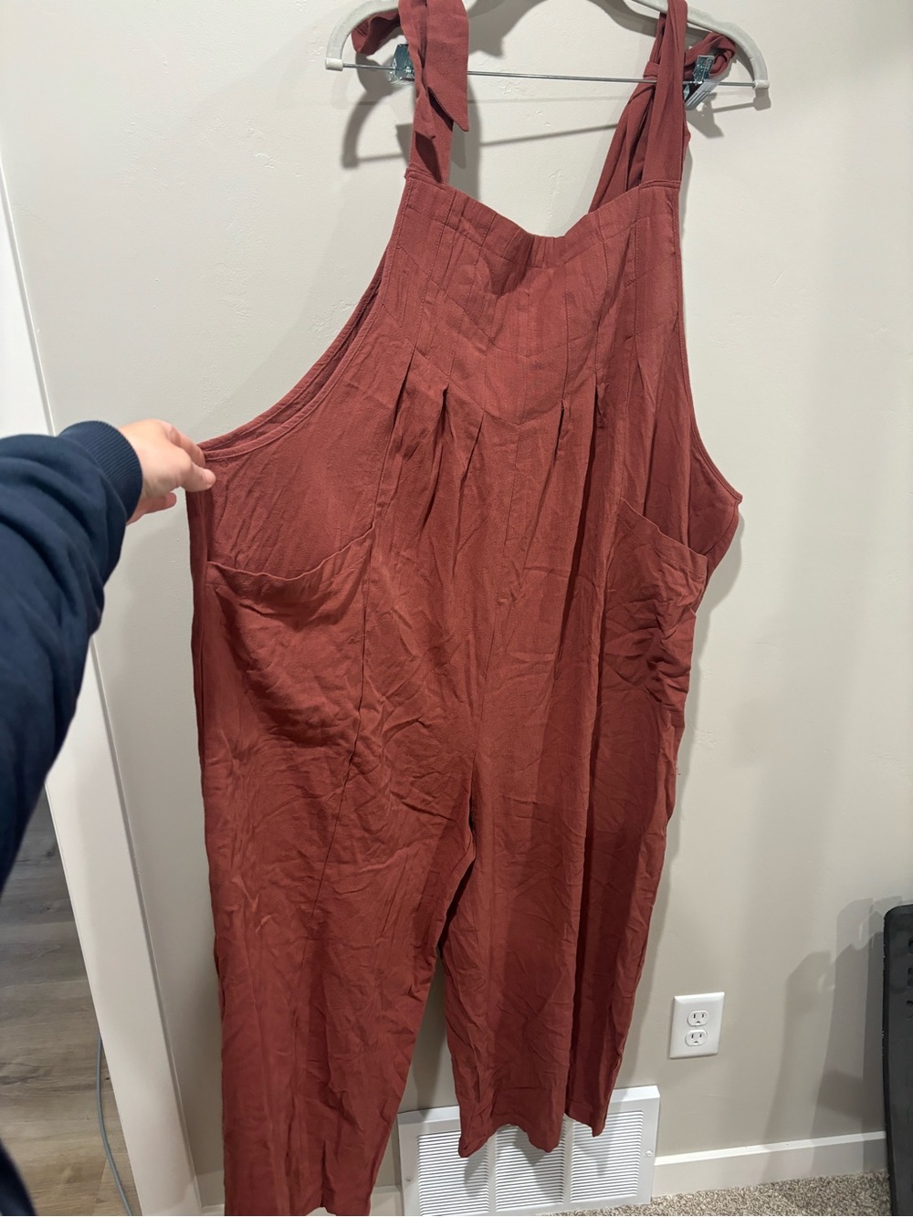 BloomChic Rust Tie-Strap Wide-Leg Jumpsuit